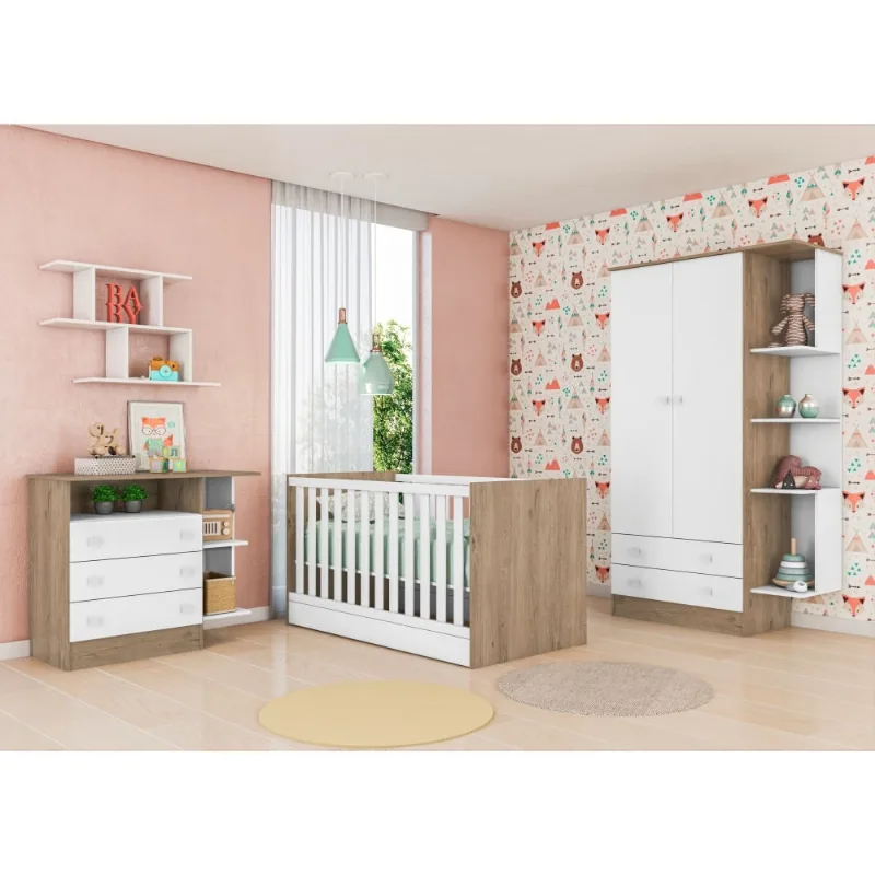 Conjunto Quarto Infantil Hug Carvalho Rústico