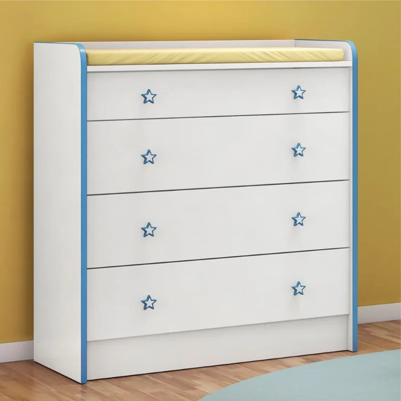 Cômoda Infantil com Trocador Nelle Branco Azul