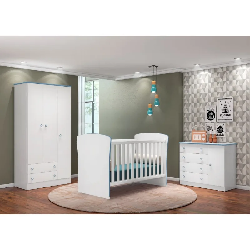 Conjunto Quarto Infantil Ben Branco Azul