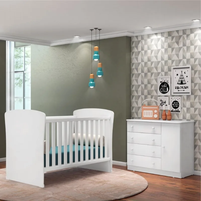 Conjunto Quarto Infantil Cômoda e Berço Ben Branco