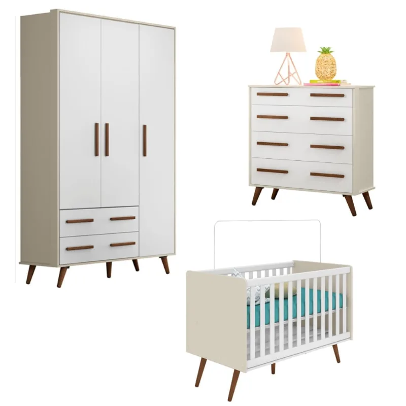 Conjunto para Quarto CasaH Maple Off White Fosco