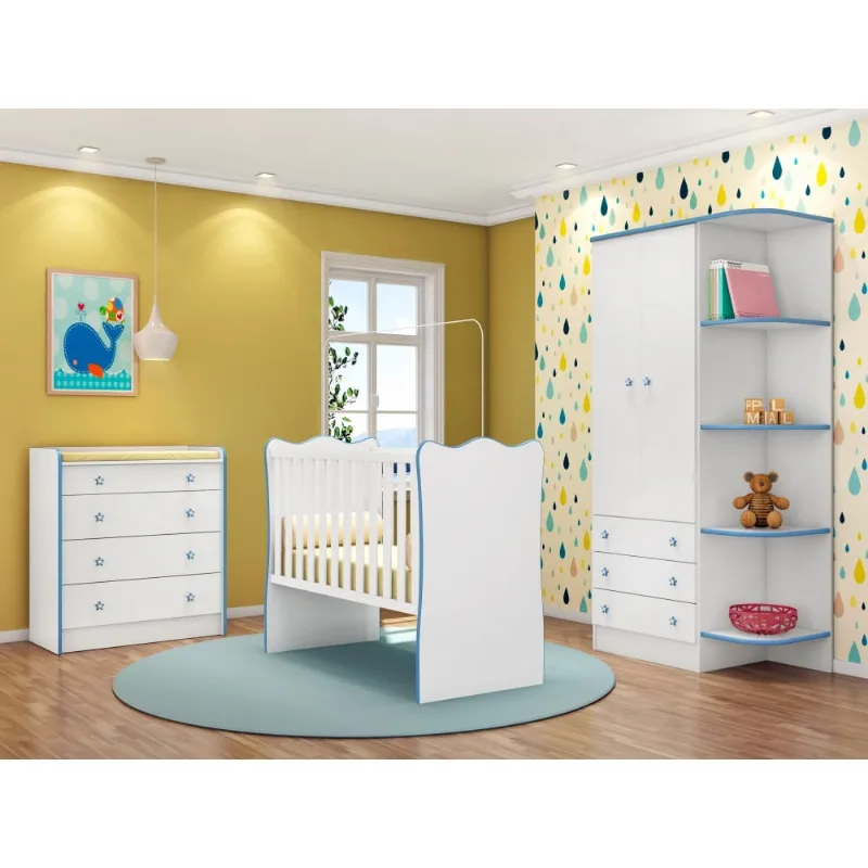 Conjunto Quarto Infantil Louis Menino Branco Azul