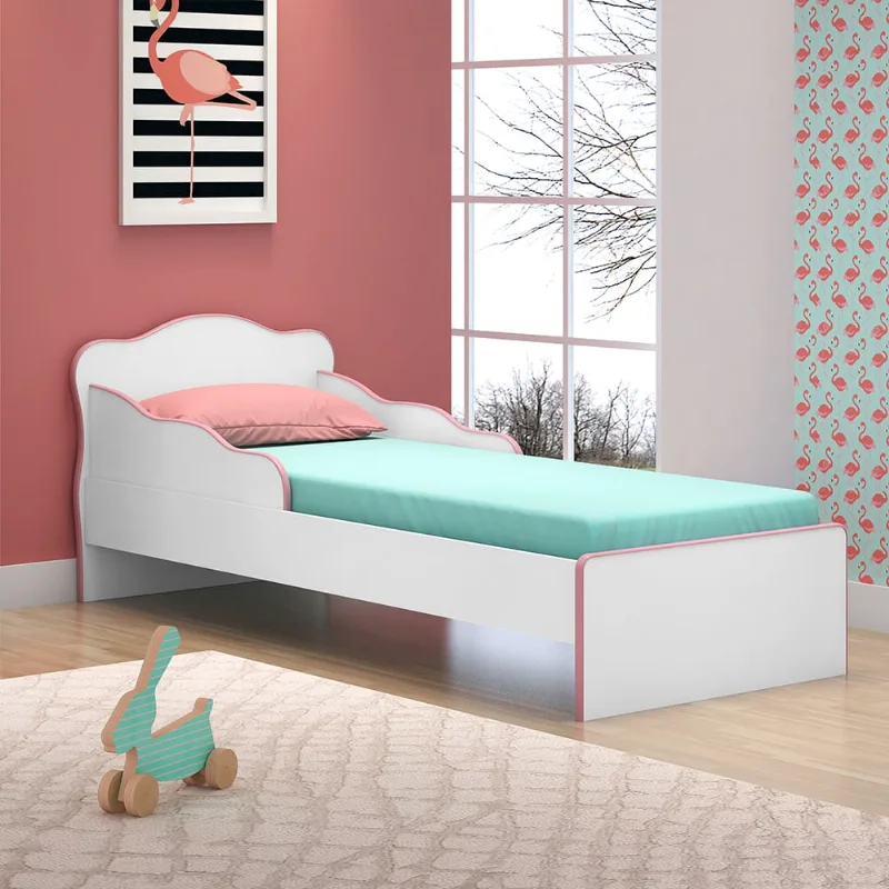 Cama Infantil Villae Menina Branco Rosa