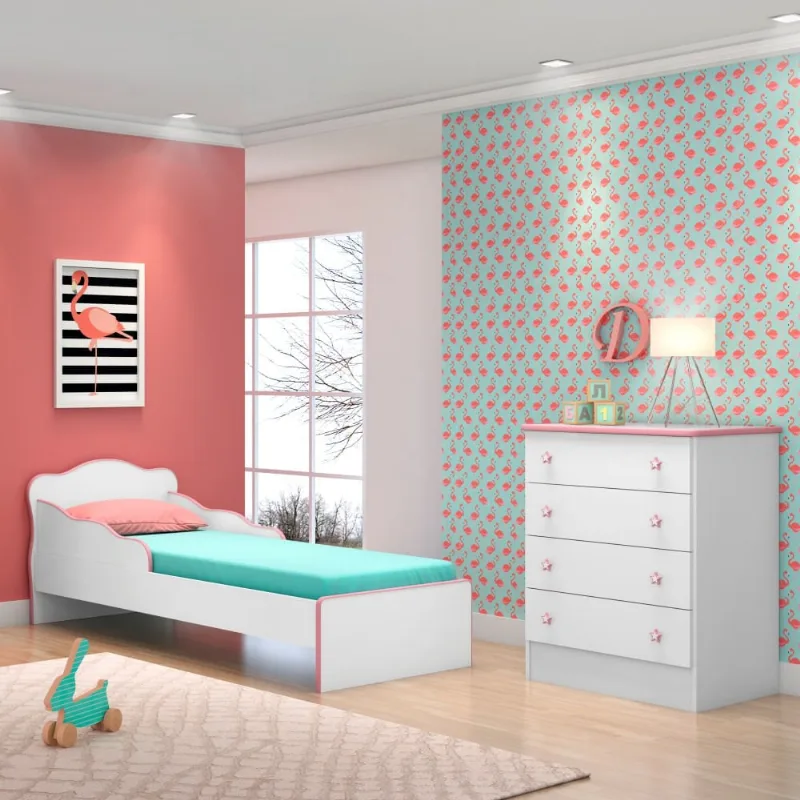 Conjunto para Quarto CasaH Villae Branco,Rosa