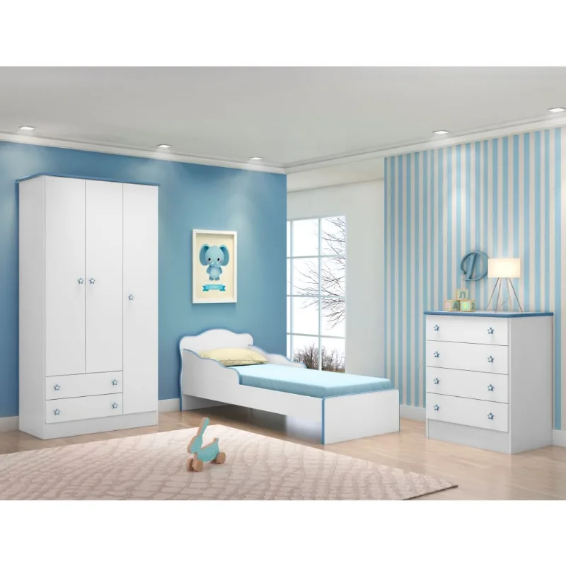 Conjunto Quarto Infantil Villae Branco Azul