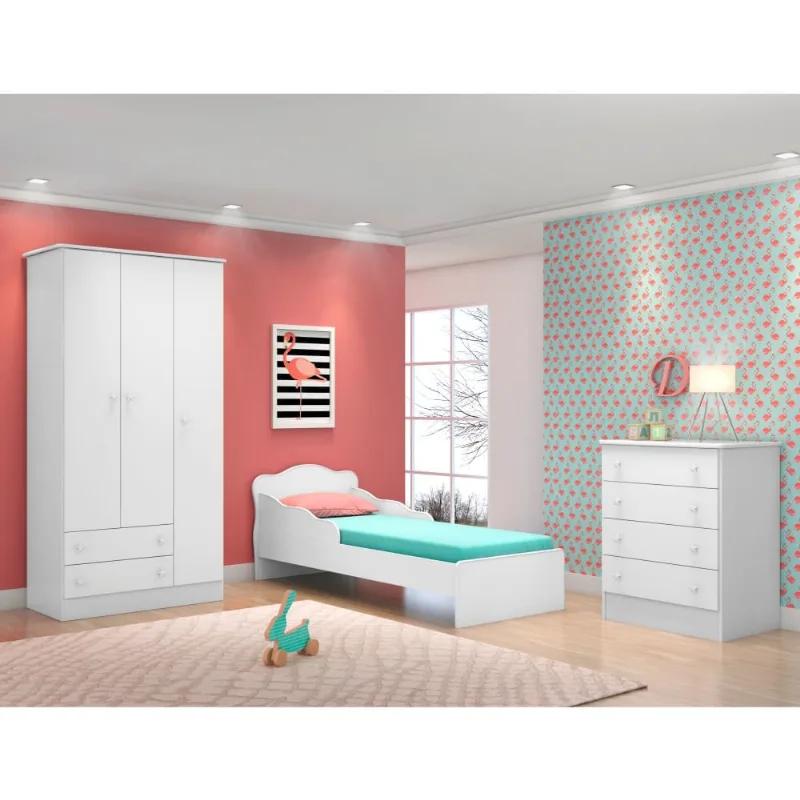 Conjunto Quarto Infantil Villae Branco com Colchão