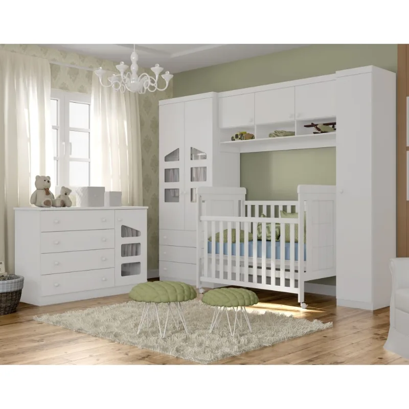 Conjunto Quarto Infantil Alice Branco com Colchão