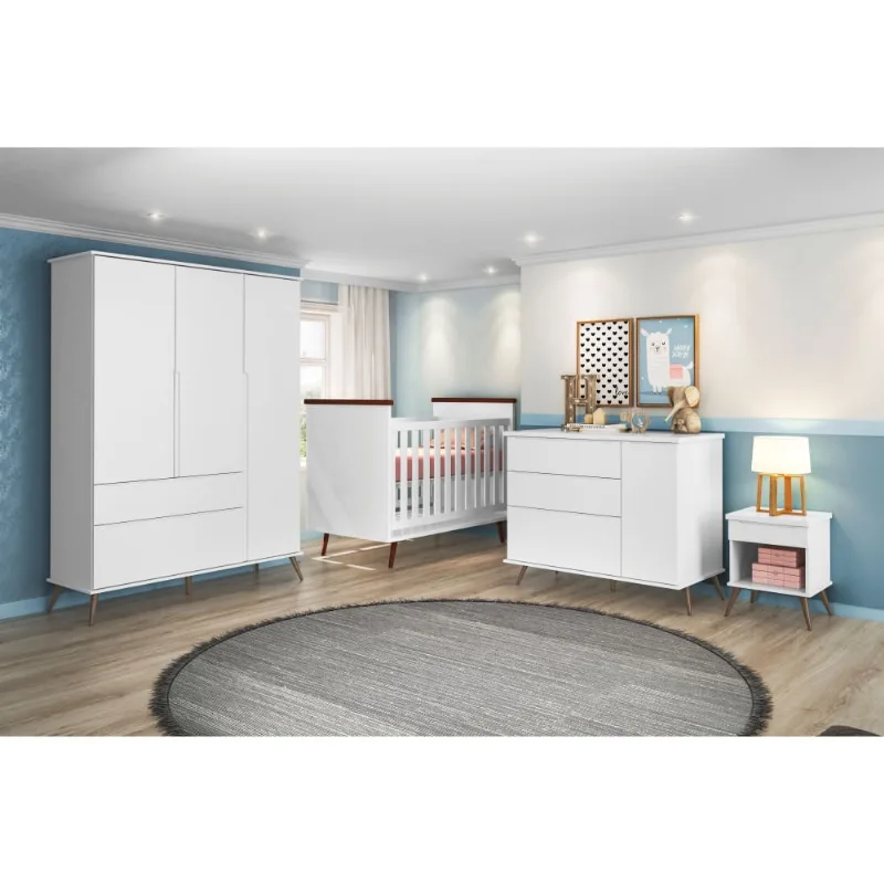 Conjunto Quarto Infantil Ellen Branco com Colchão