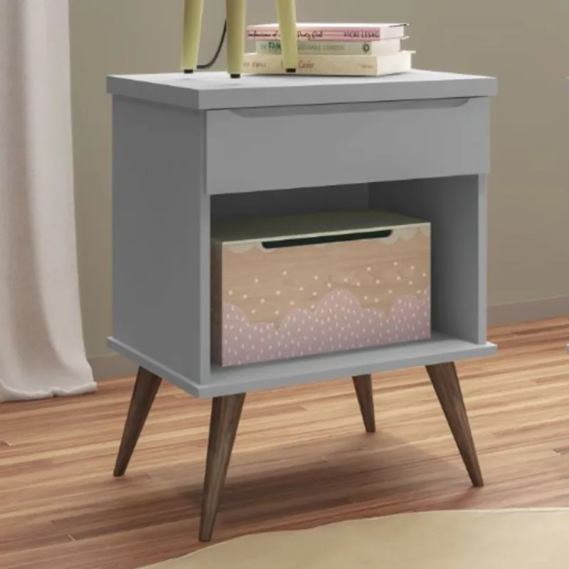 Mesa de Cabeceira Infantil Ellen Cinza