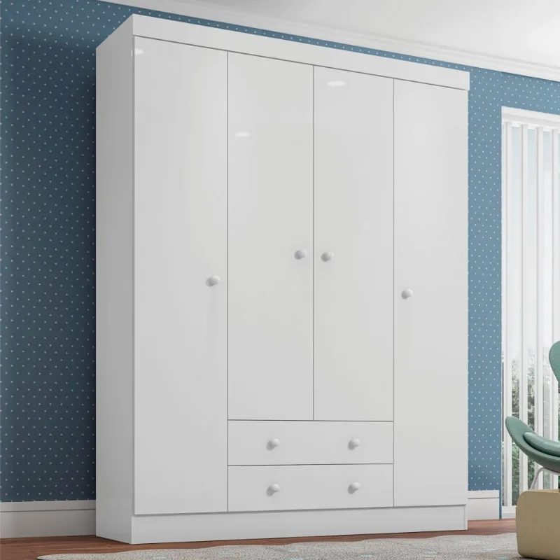 Guarda Roupa Infantil 4 Portas Olívia Branco