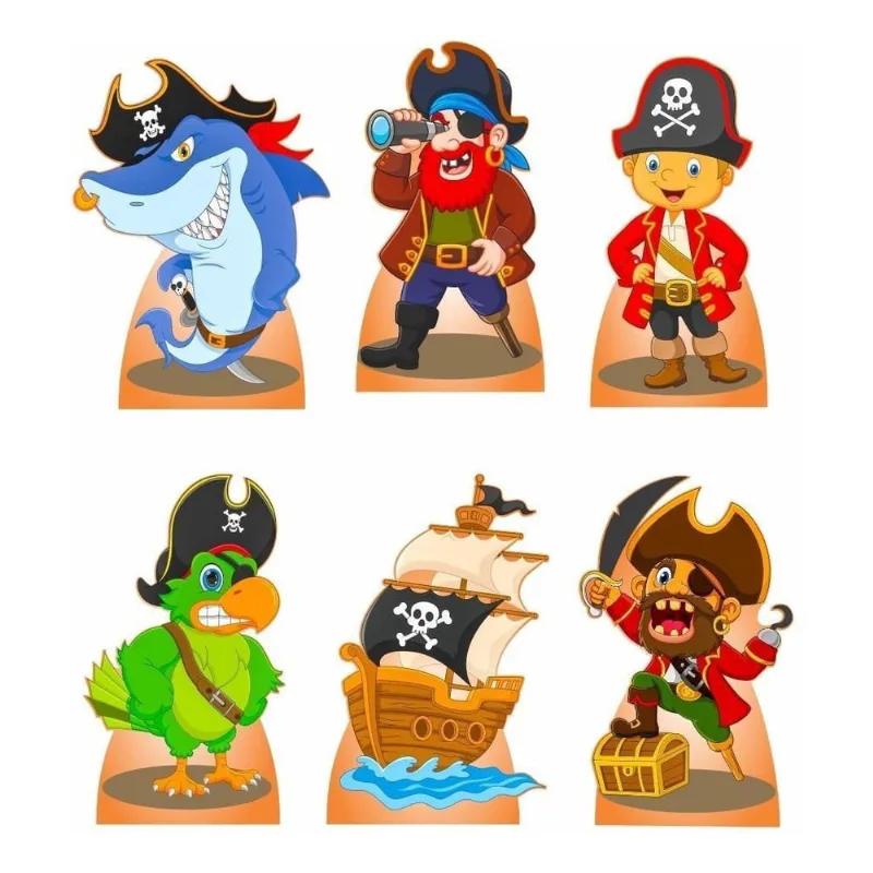 Piratas Kit 6 Displays Totens Decoração Mesa Enfeites Festa