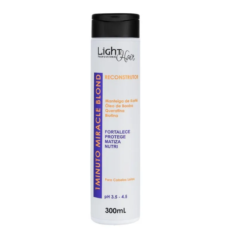 Máscara Reconstrutora 1 Minuto 300ml Light Hair Blond com Queratina para Cabelos Loiros Reconstrutor Miracle 1 Minuto Blond - 300Ml -