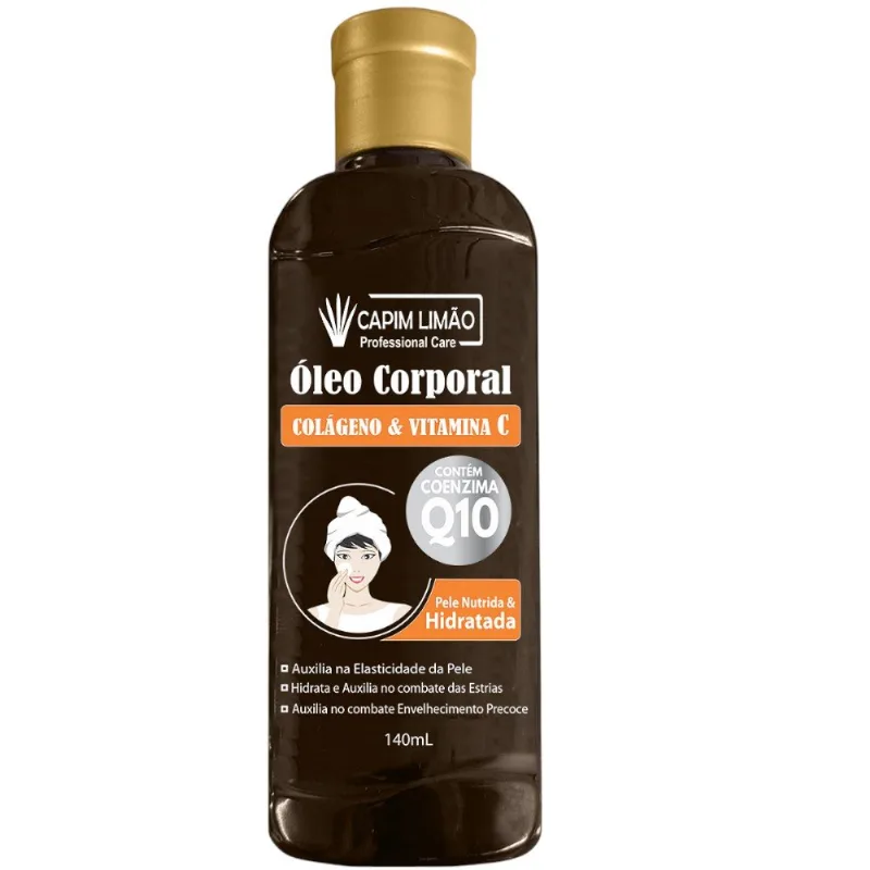 Óleo Corporal Colágeno E Vitamina C Capim Limão Q10 140ml (MP)