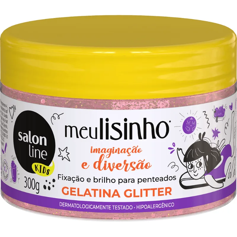 GELAT SALON-L M-LISINHO 300G-PT KIDS GLITTERR Gelatina Meu Lisinho Glitter - Salon Line 300g