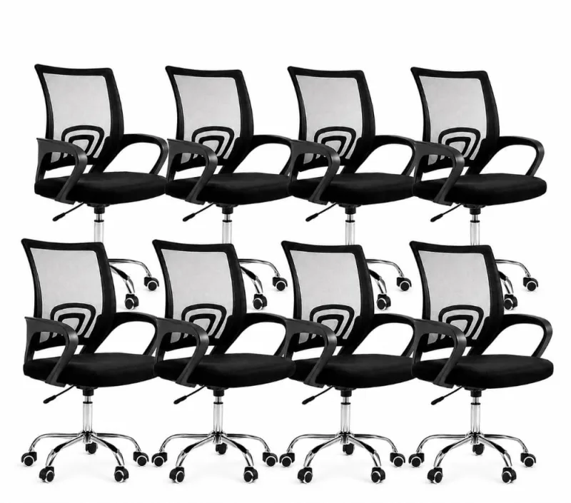 Kit 8 Cadeiras Office Mesh Java Ergonômicas Base Cromada - Decoreshop - Móveis