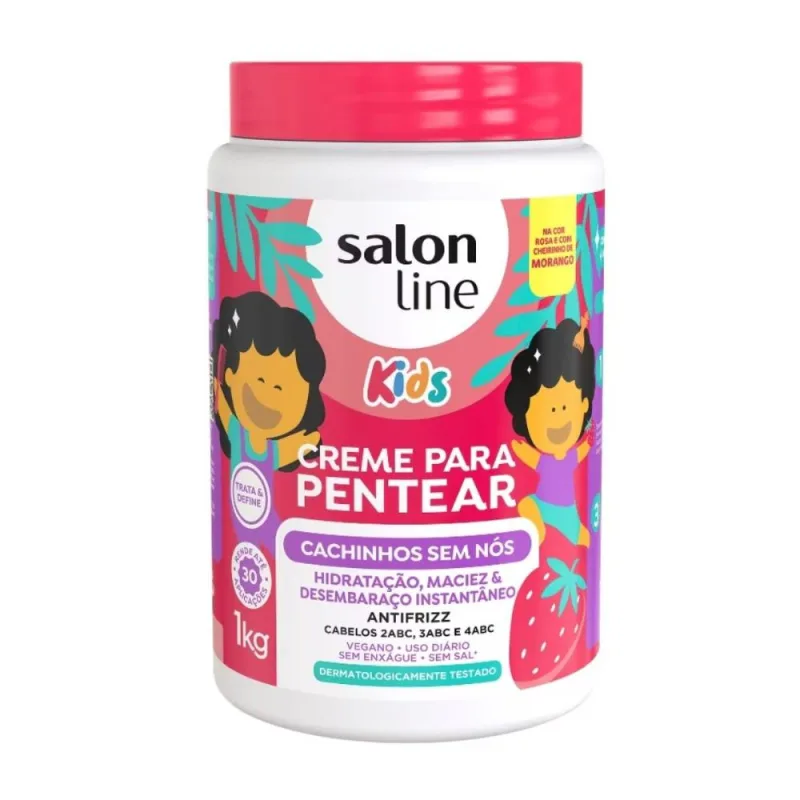 Creme Para Pentear Salon Line Kids Cachinhos Sem Nós Morango 1kg - Salon Line
