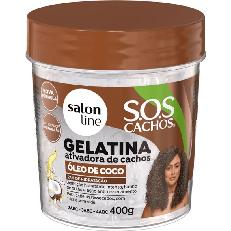 Gelatina Capilar Ativadora De Cachos Salon Line S.O.S Cachos Óleo De Coco 400g - Salon Line