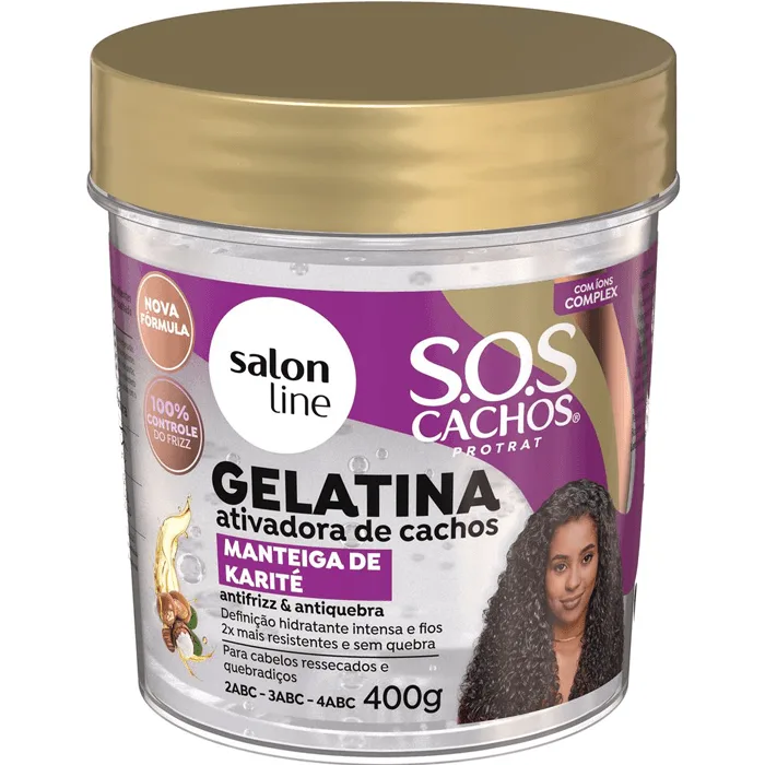 Gelatina Capilar Ativadora De Cachos Salon Line S.O.S Cachos Manteiga de Karité 400g - Salon Line - Gelatina Para Cabelo