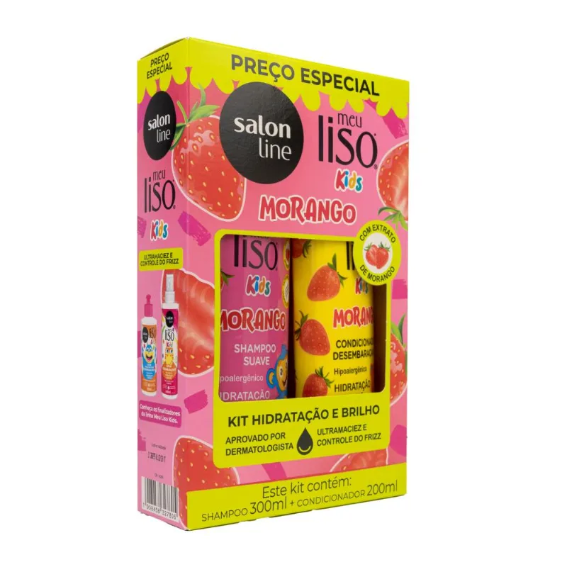 Kit Salon Line Meu Liso kids Morango Shampoo e Condicionador - Salon Line