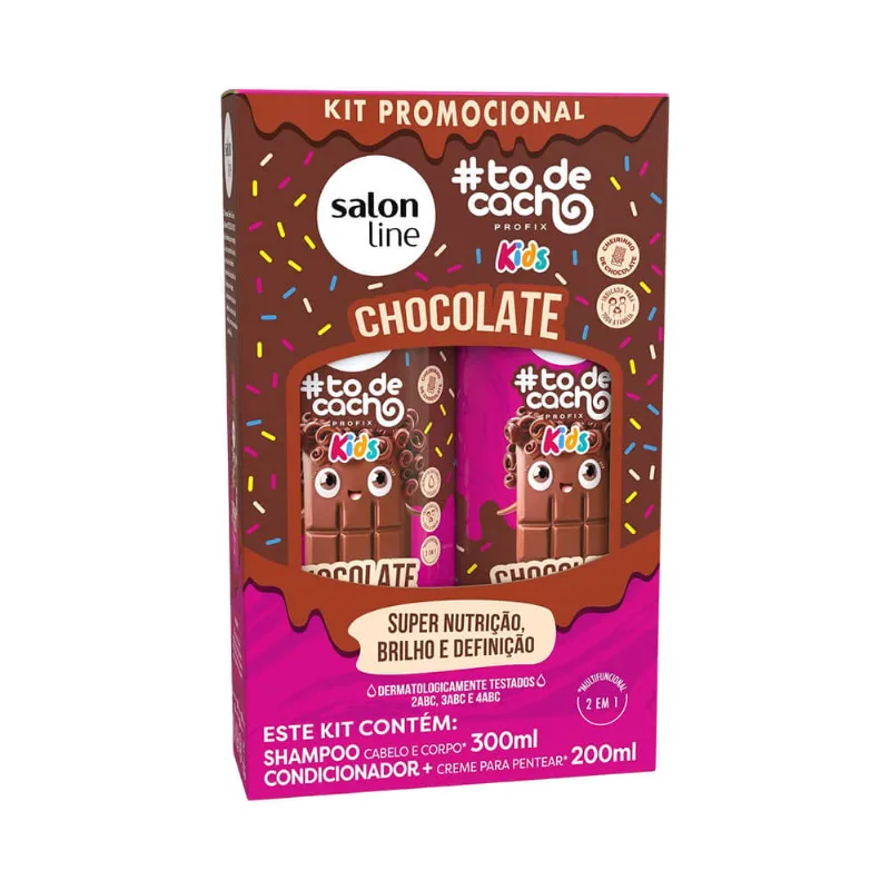 Kit Shampoo 300ml e Condicionador 200ml #todecacho Kids Chocolate Salon Line Kit Salon Line Sh+Cond To De Cachos Chocolate