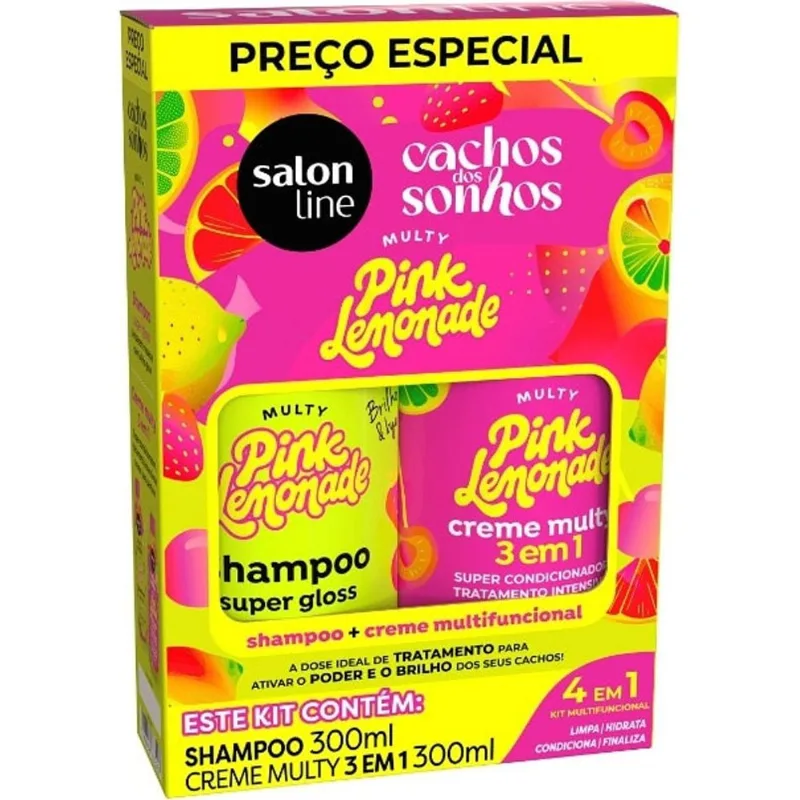 Kit Cachos dos Sonhos Multy Pink Lemonade Salon Line Shampoo 300ml + Creme Multifuncional 300ml - Salon Line
