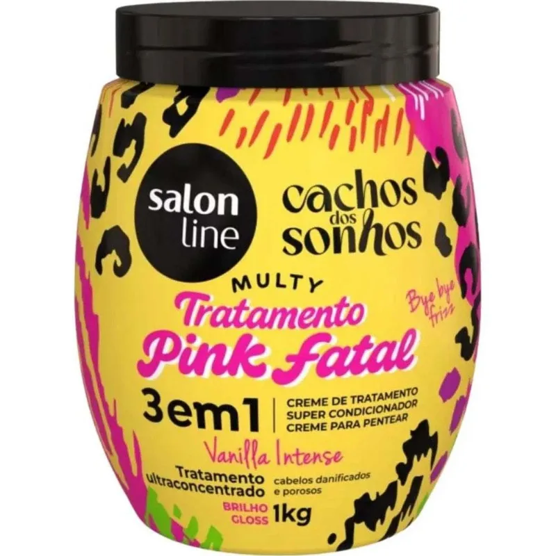 Creme Capilar 3 em 1 Salon Line Multy Tratamento Pink Fatal Cachos Dos Sonhos Vanilla Intense 1kg
