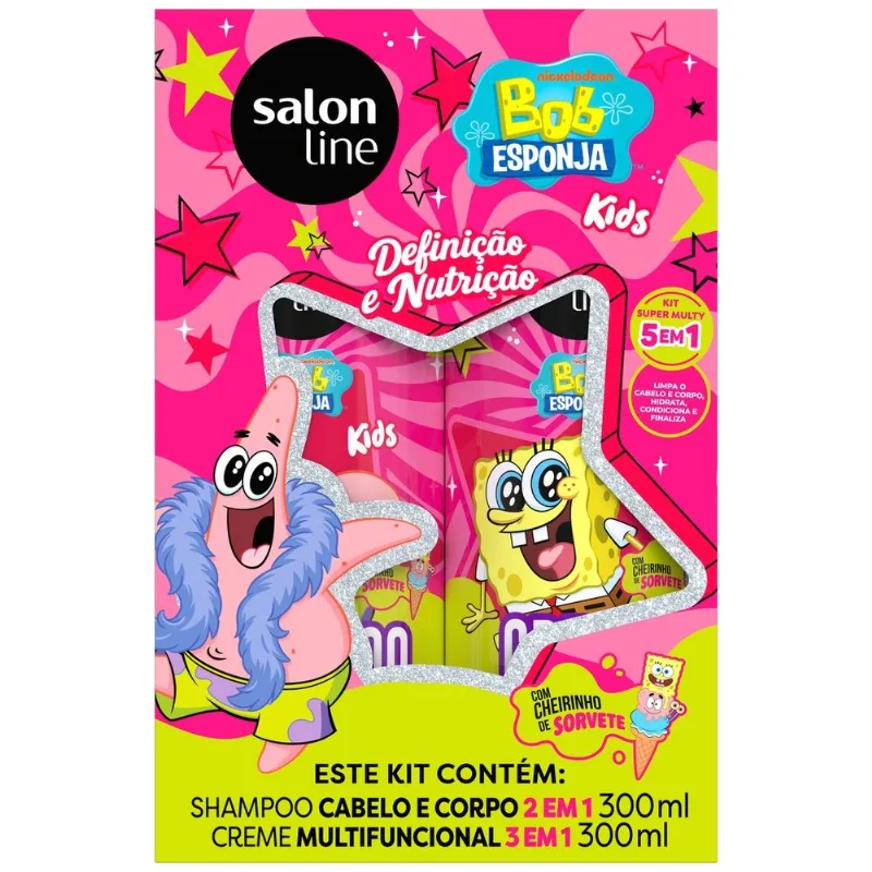 Kit Salon Line Kids Definição e Nutrição Patrick Shampoo Cabelo + Corpo 300ml + Creme Multifuncional 300ml