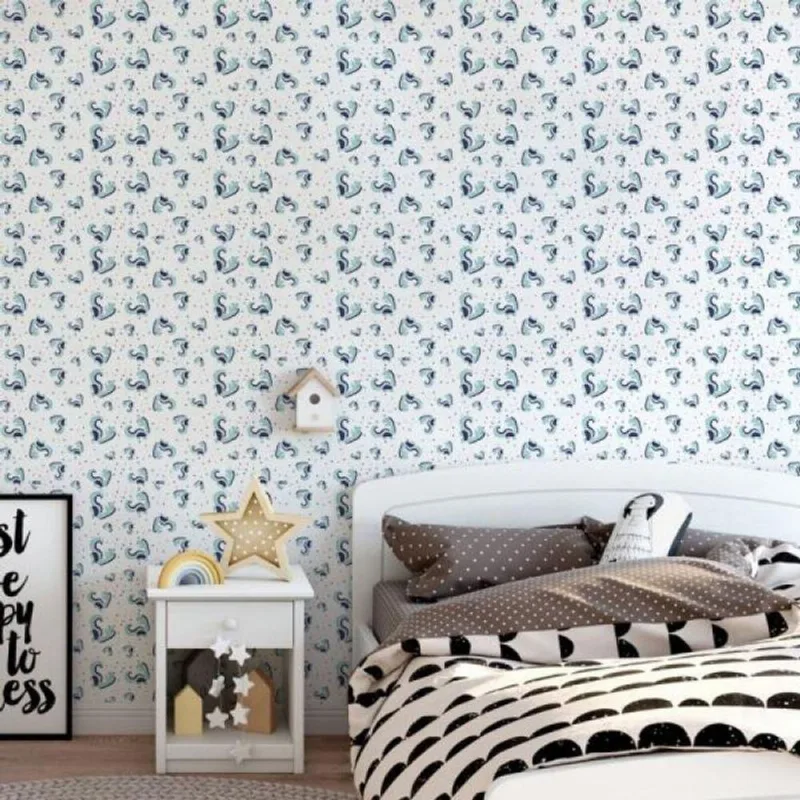 Papel De Parede Kids Dinossauros Azul