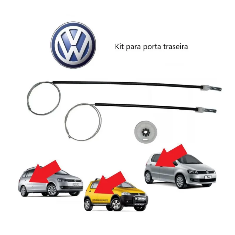Kit Reparo Máquina De Vidro Fox Crossfox Spacefox Traseiro