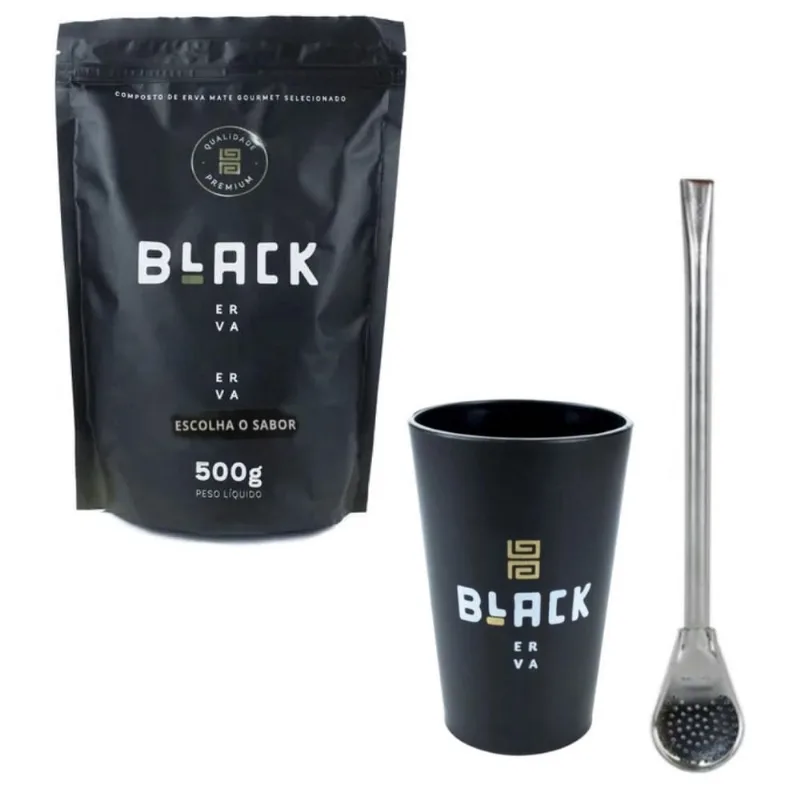 Tereré Menta Black Erva Cuia + Bomba Inox + Erva 500G