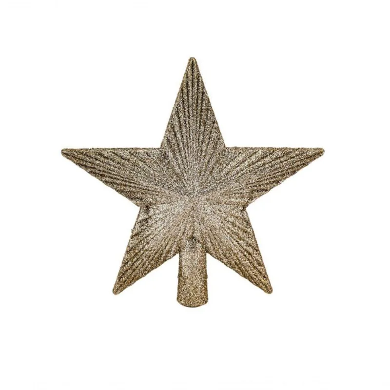 Estrela Ponteira Friso Glitter Champagne 15cm - Magizi