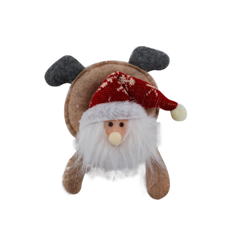 Enfeite árvore papai noel argola tecido trico 17CM c/4