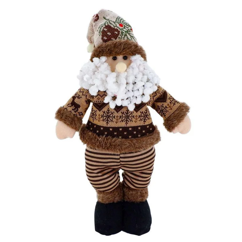 Boneco Natal Papai Noel Marrom Em Tecido 37cm