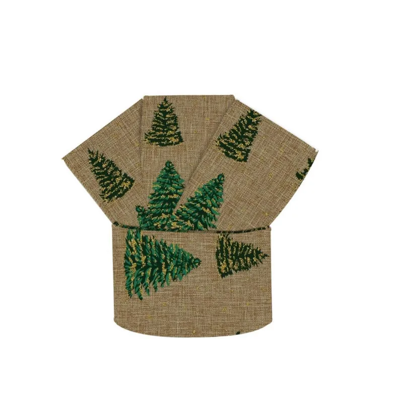 Fita Aramada Verde Natalina com Árvore de Natal 6,3 cm 3m