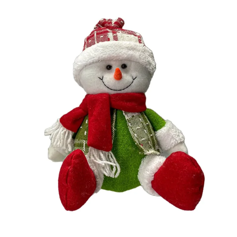 Papai Noel ou Boneco de Neve em Tecido Sentado Natalino 30cm