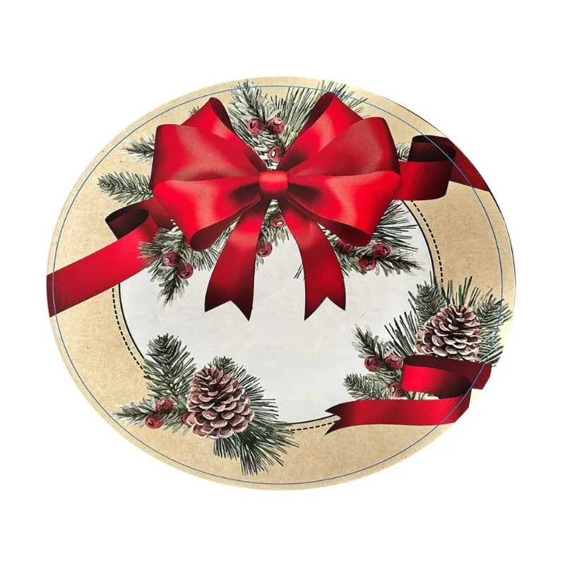 Sousplat Laco Vermelho e Pinhas Natal 33cm