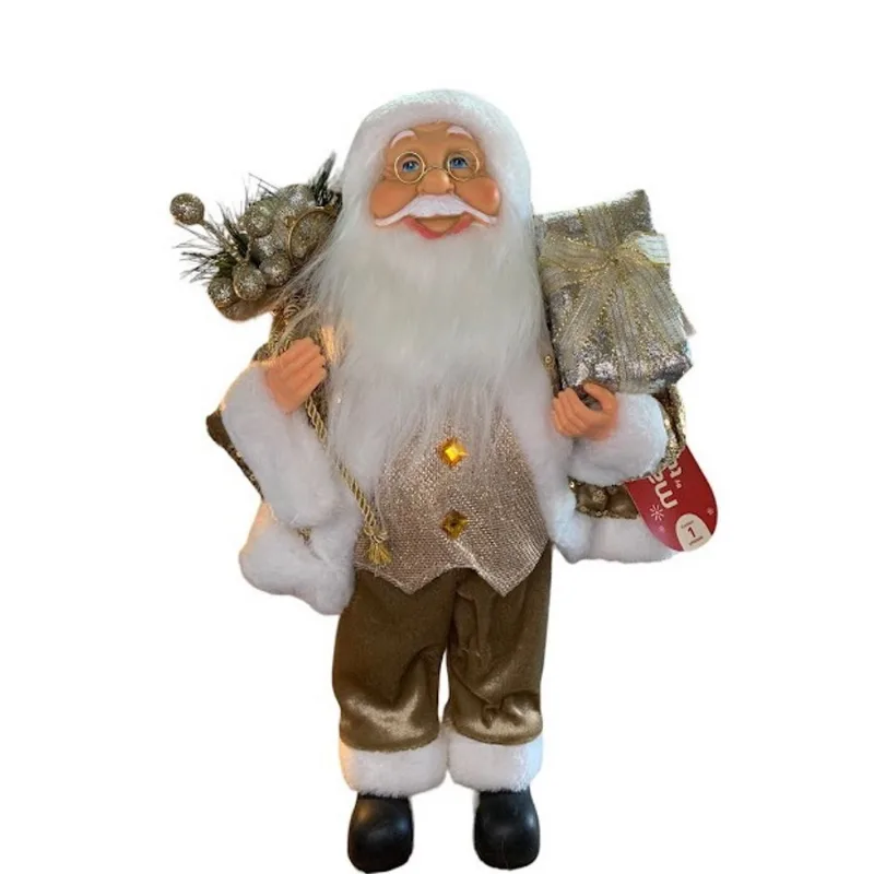 Papai noel casaco paete dourado saco de presente luxo 40CM