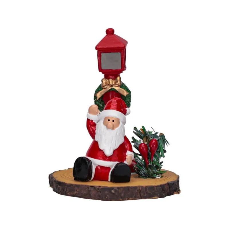 Enfeite Papai Noel Sentado com Poste Vila 10CM
