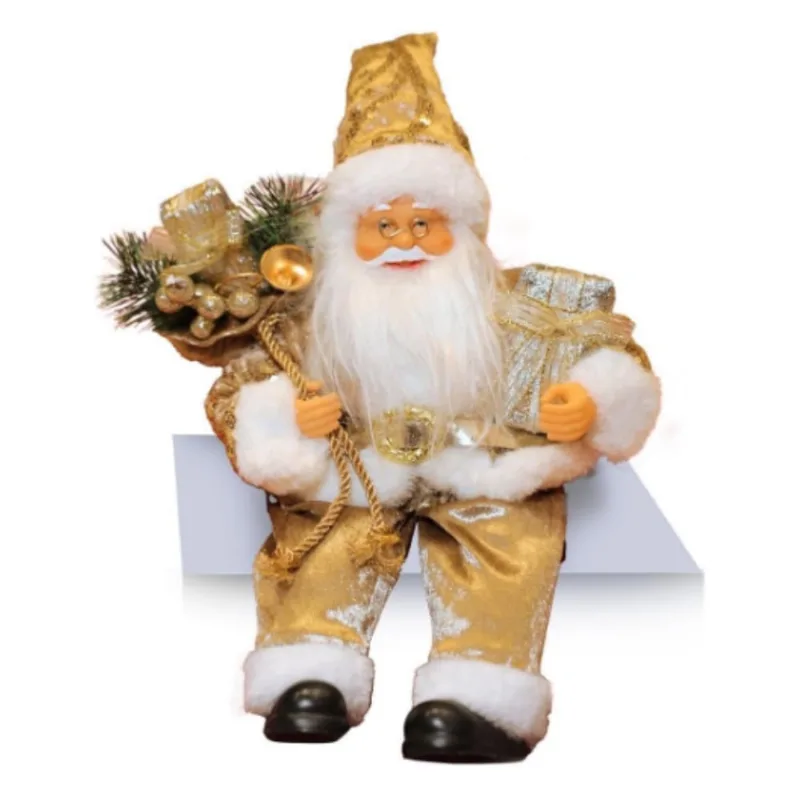 Papai Noel Repetidor Enfeite Natalino Dourado 30cm.
