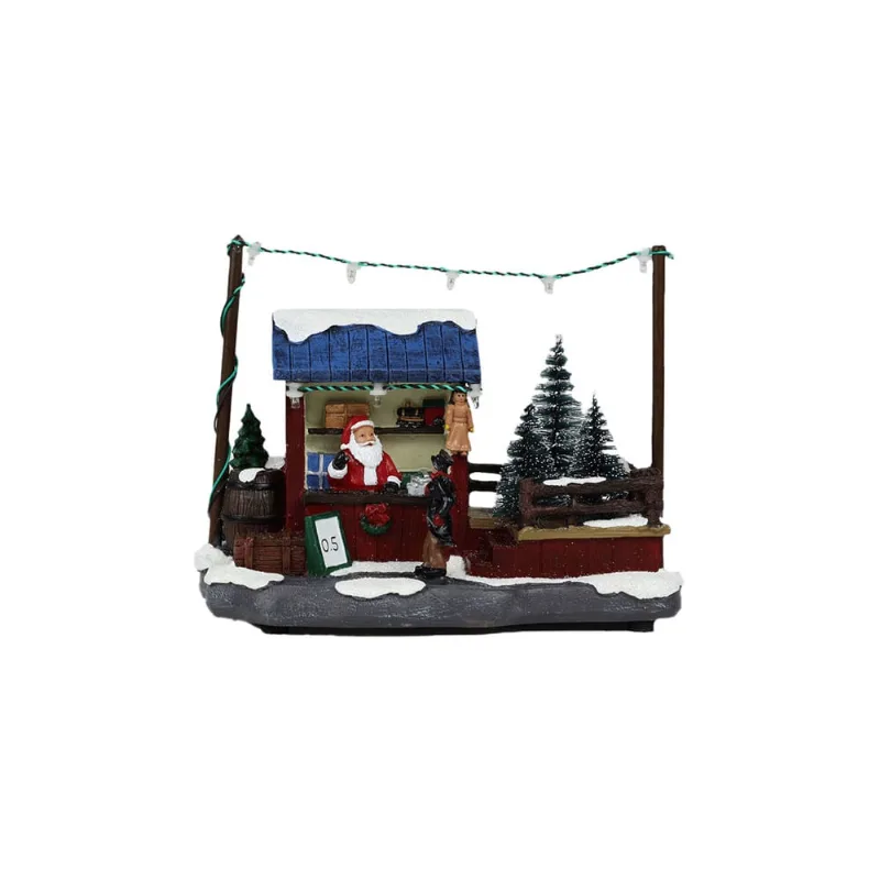Vila Natalina Cenário Loja Papai Noel Iluminada 14cm