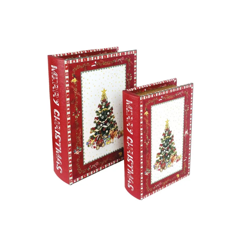 Caixa Livro Decorção Natal Enfeite Natalino Vermelho 2UN