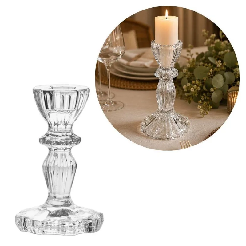 Castiçal Decorativo Flor Star Design Sofisticado Estilo Cristal Transparente Yangzi