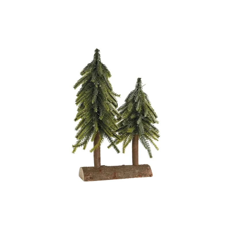Enfeite 2 Pinheiros Nnatalinos Tronco e Base Madeira 27/21CM