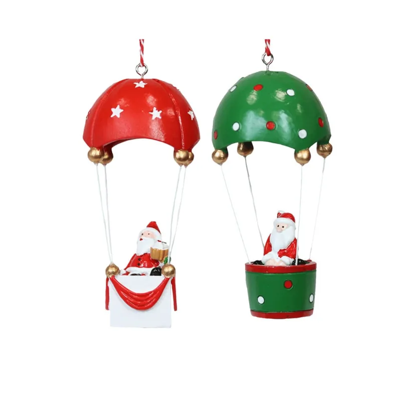 2 Enfeites Papai Noel no Balão em Poliresina 13 cm
