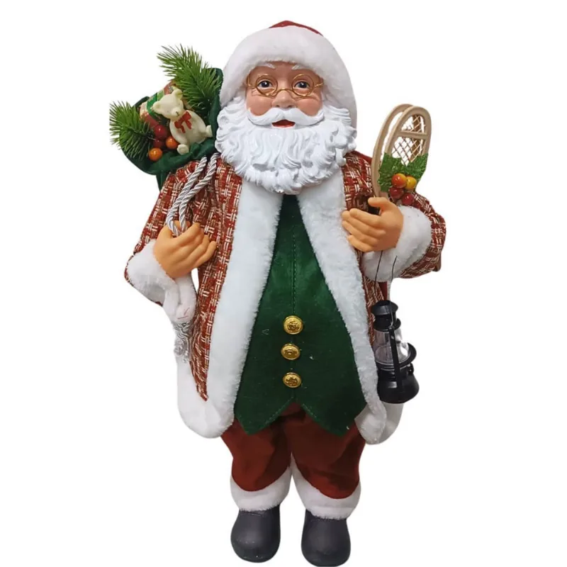 Papai Noel Sc Pres C/Colete Xadrez Vm/Vd 60Cm Magizi
