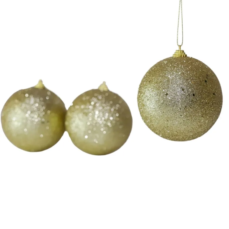 Bola Natalina Dourada Enfeite Árvore Natal 10CM 3un