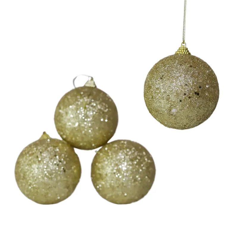 Bola Natalina Dourada Enfeite Árvore Natal 8CM 4un