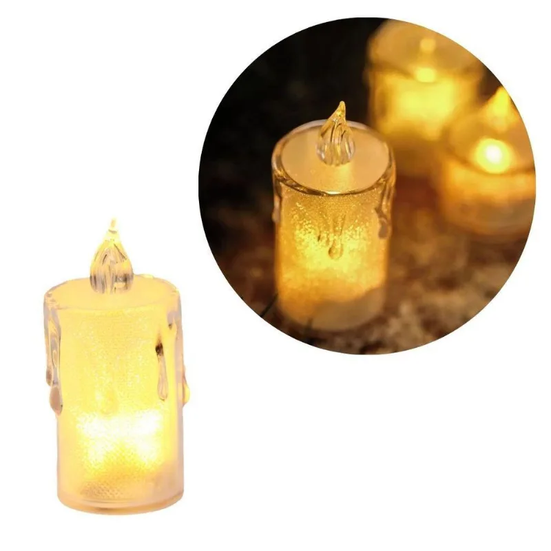 Vela Eletrônica Led Acrílico Transparente Efeito Real Branco Quente Yangzi 7,7cm