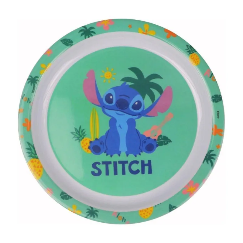Prato Fundo Refeição Infantil Disney Stitch Melamine 21Cm