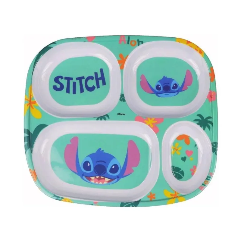 Prato Divisória Infantil Disney Stitch Melamine 24,5Cm